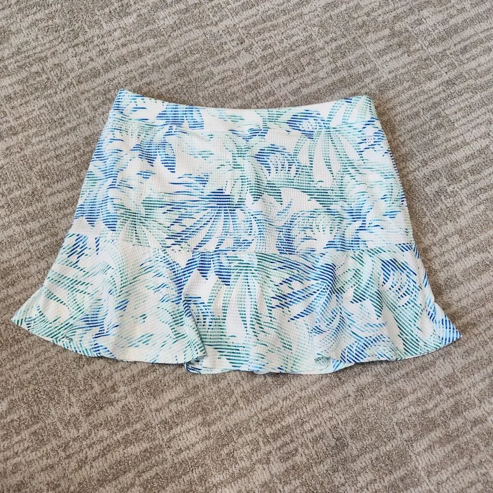 Tommy Bahama Abby Costa Wave Leaves Islandzone Tennis Skort skirt size L